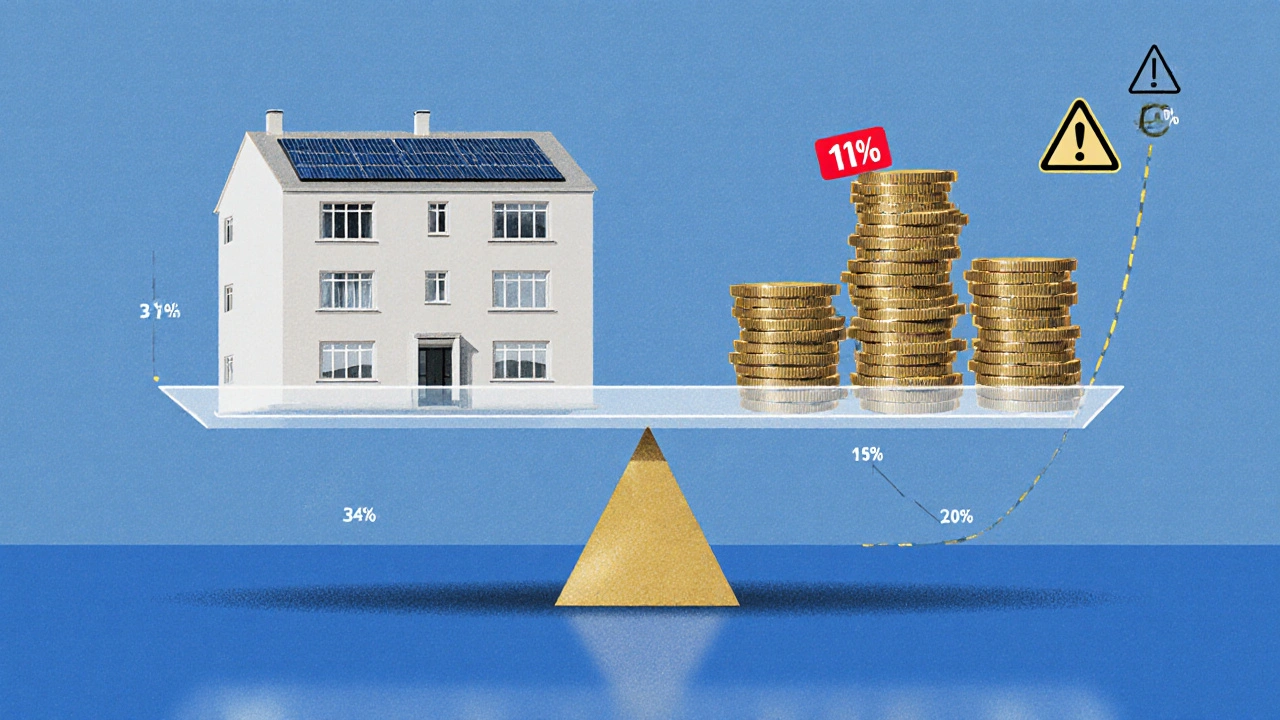 Waage vergleicht modernisierte Wohnung mit Mietkosten, 11%-Hinweis und 3-Jahres-Grenzen.