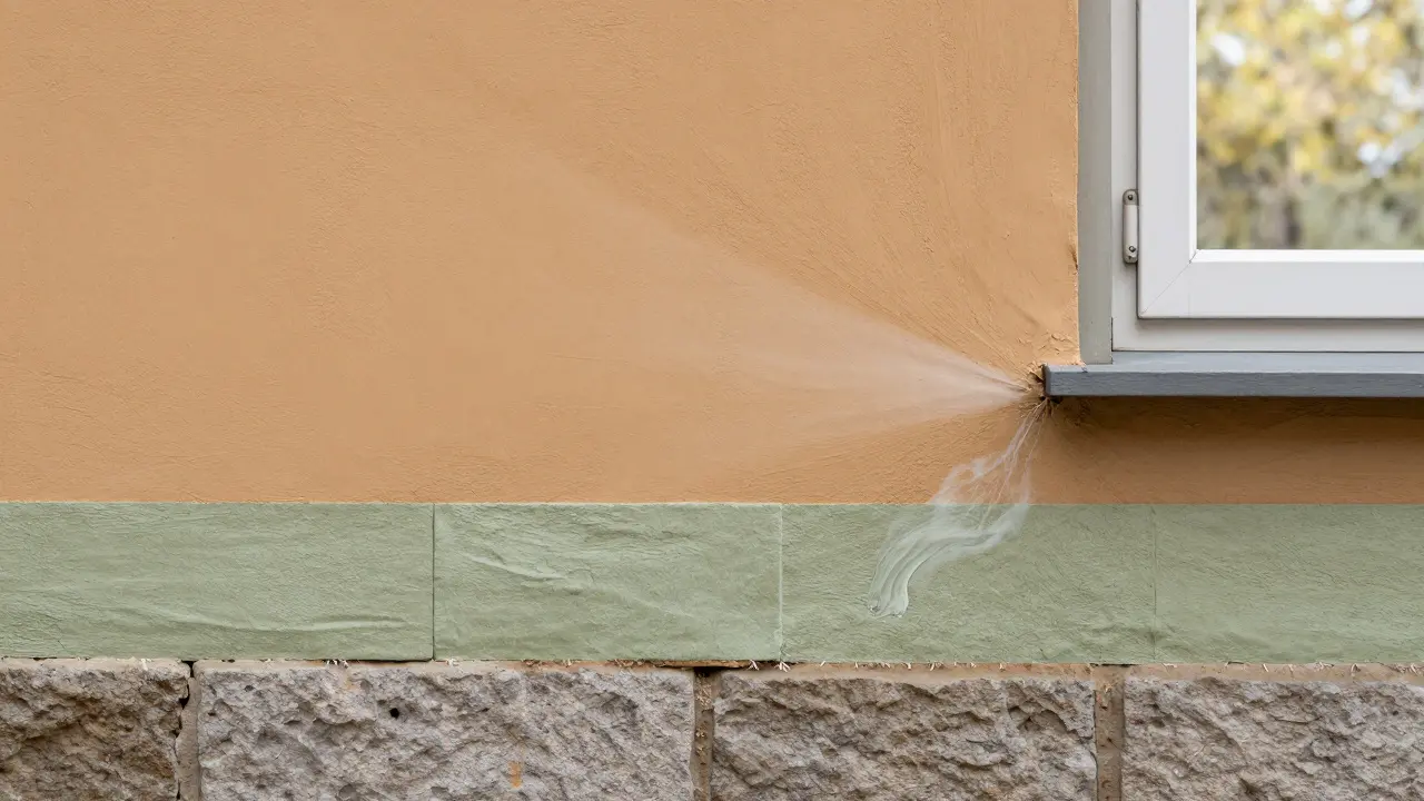 Querschnitt einer sanieren Wand mit Hanfdämmung und lehmhaltigem Putz