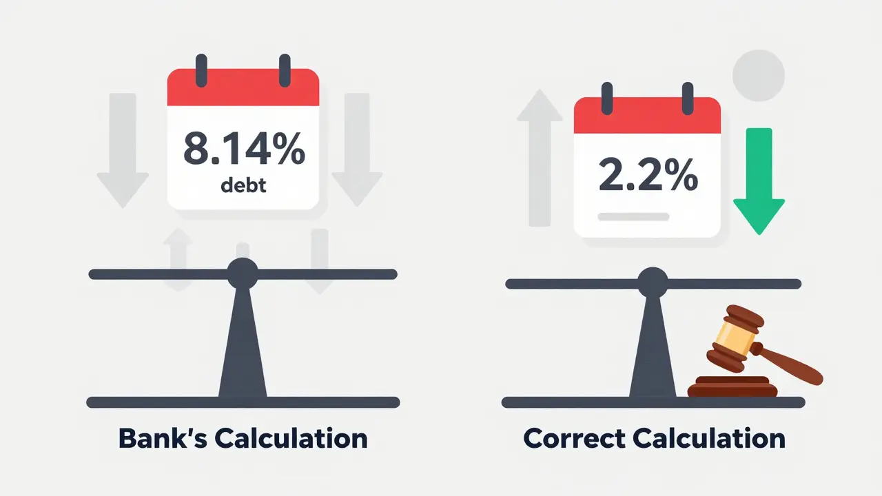 Vergleich zweier Berechnungen der Vorfälligkeitsentschädigung: zu hoch vs. korrekt, mit rechtlichen Hinweisen.