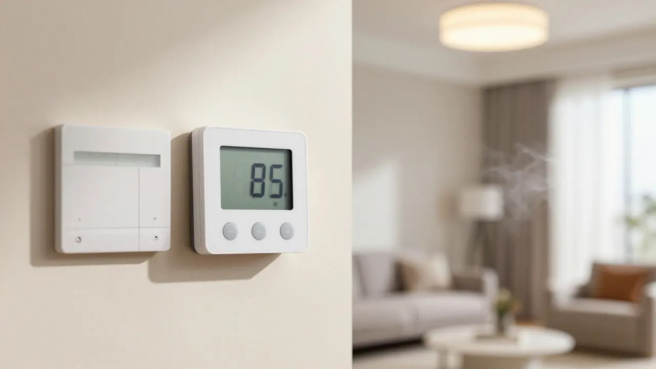 Luftfeuchtigkeitsmesser an Innenwand montiert