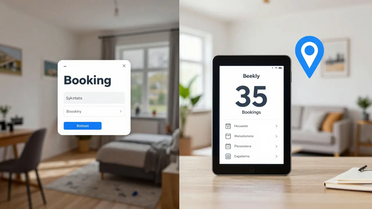 Vergleich: Unprofessionelle Ferienwohnung links, gut verwaltete Unterkunft rechts mit hohen Buchungszahlen.