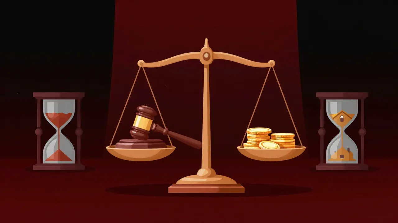 Balance scale with gavel and coins symbolizing legal financial matters