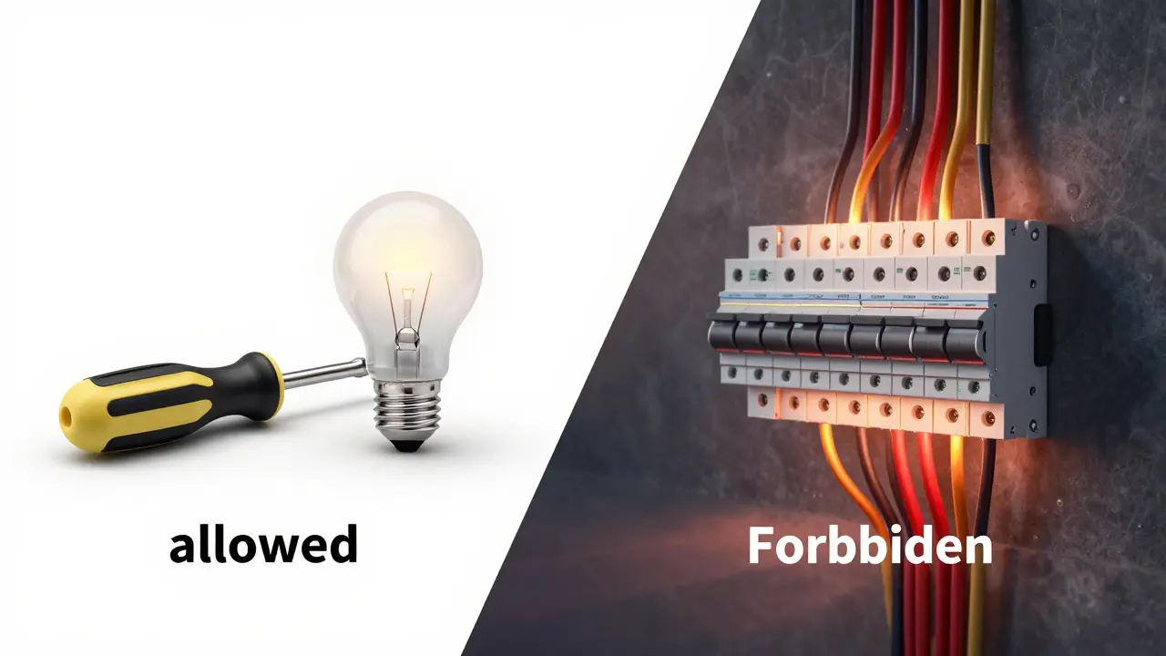 Konzeptionelle Darstellung der Grenze zwischen erlaubten DIY-Aufgaben und Facharbeiten