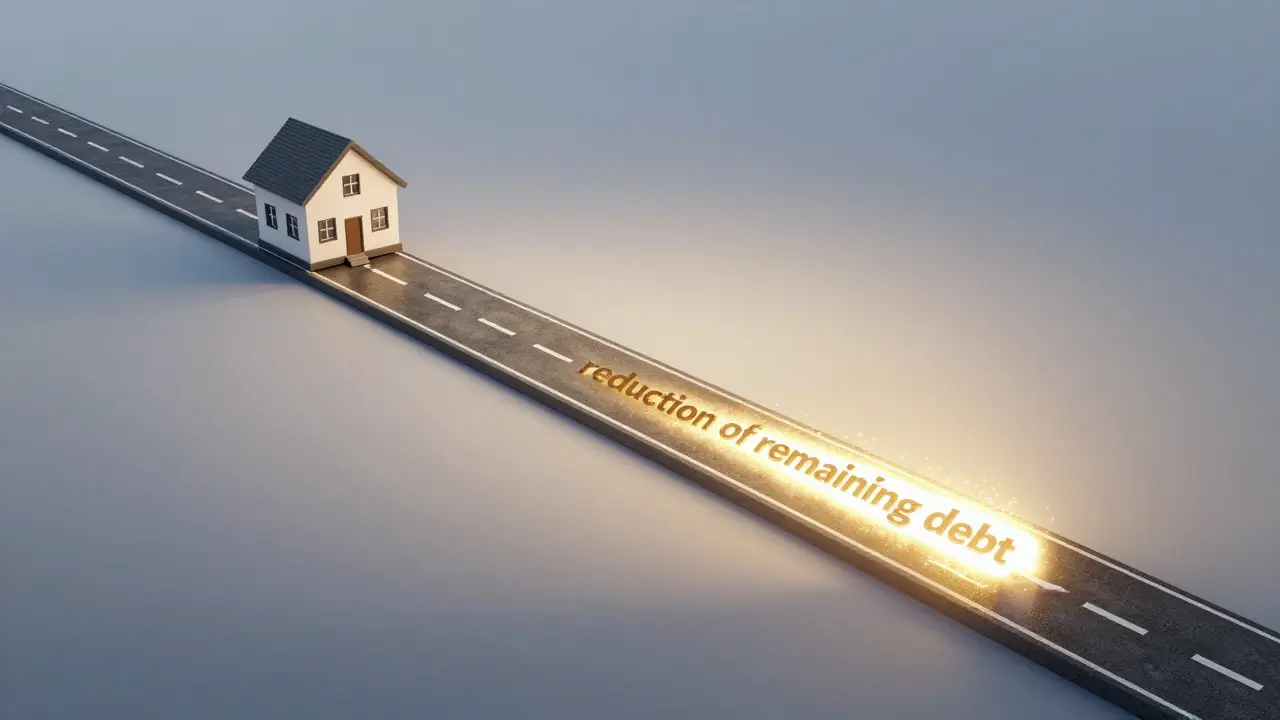 Konzeptuelle Darstellung einer verkürzten Kreditlaufzeit durch Tilgungszuschüsse.