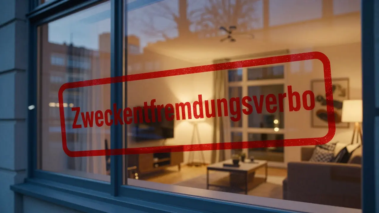 Stylische Berliner Wohnung mit symbolischem Siegel für Mietregulierungen.