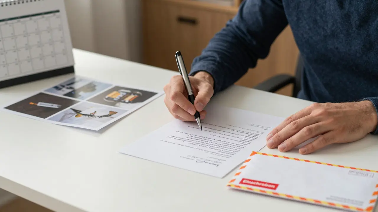 Hausbesitzer schreibt formellen Mängelbrief mit Einschreiben