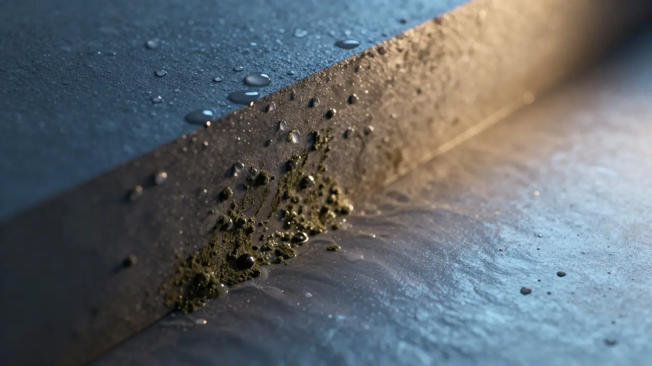 Kontrast zwischen feuchter Schimmelbildung und trockener, atmungsaktiver Wand