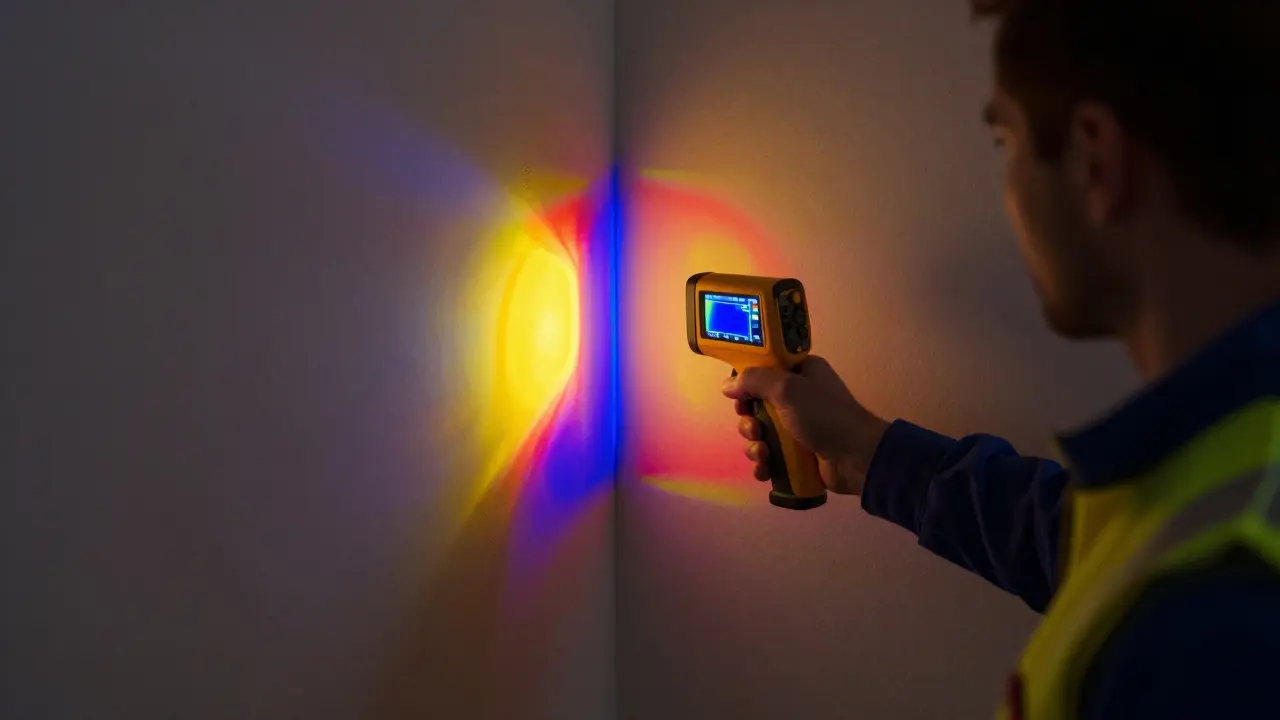 Thermografie-Kamera zeigt kalte Stellen an der Wand